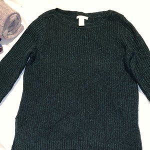 H&M- Metallic Emerald rib-knit sweater (S)